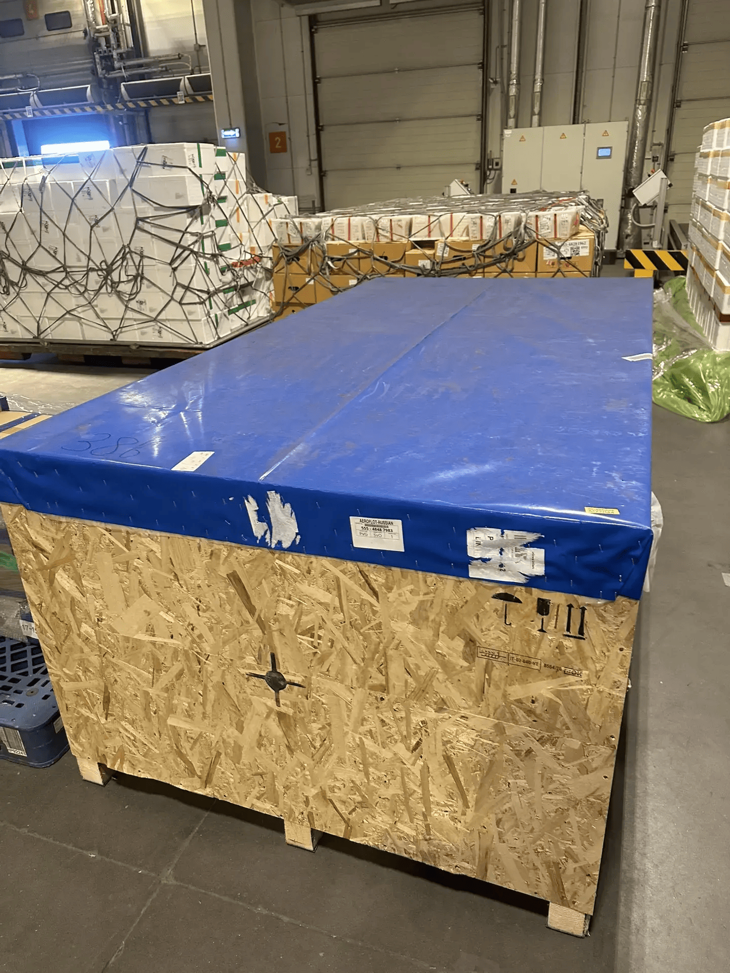 Груз на складе временного хранения (СВХ) грузового терминала Шереметьево